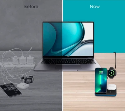 Zebre Wireless Charger 3 in 1 15w Fast Charging Station for Apple iWatch Se/6 - Image 1 of 4