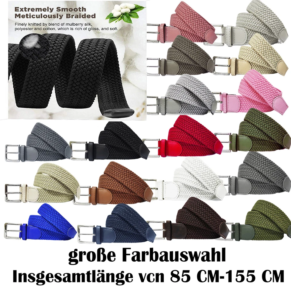 GOGO Unisex Elastischer Stoffgürtel Gürtel Jeansgürtel für Damen und Herren