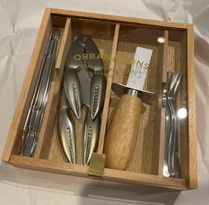 NUEVO Juego de Mariscos Orban & Sons con Galletas Shucker Tenedor Picos en Caja de Madera - Imagen 1 de 3