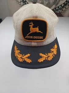 Vintage John Deere Truckermütze Louisville Netz Druckknopflasche schwarz gelb Patch USA - Bild 1 von 12