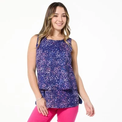 DG2 by Diane Gilman Printed Combo Easy Tank Size XL Marine Blue Abstract NEW Foto 1 de 4