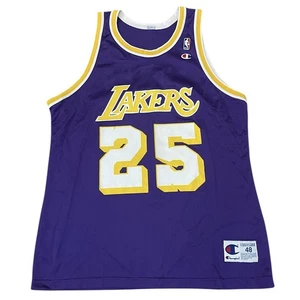 Vintage Eddie Jones #25 Los Angeles Lakers Champion Jersey NBA Basketball Sz 48 - Picture 1 of 3