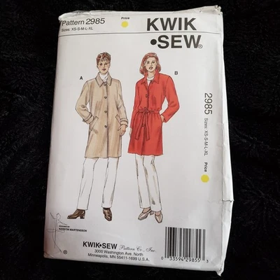 Kwik Sew 2985 Womans Coats in 2 Styles Sewing Pattern Woman Sizes XS - XL - Image 1 of 4