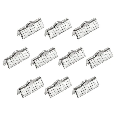 100 piezas extremos de abrazadera de prensado de cinta 16 mm cierre de extremo de cable para manualidades hágalo usted mismo tono plateado Foto 1 de 4