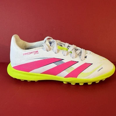 Adidas Predator Soccer Cleats Youth Size 1.5 – White/Pink/Volt – Turf Shoes - Image 1 of 4