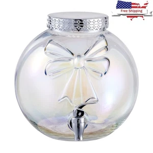 Iridescent Glass Beverage Dispenser 1.5 Gallon Clear Drink Server W/ Lid Spigot - Bild 1 von 22