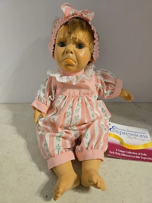 1995 BERENGUER 8.5" Expressions Realistic Sad Crying Baby Girl Doll Pink Clothes - Image 1 of 4