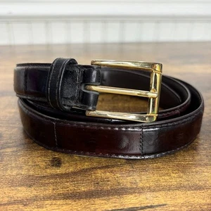 Cinturón de piel de anguila genuina vintage años 80 talla 38 pulgadas cordobés marrón dorado hebilla Corea - Imagen 1 de 7