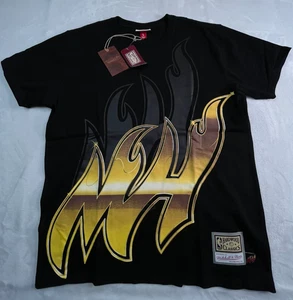 NWT Mitchell & Ness Miami Heat Mens L Shirt Graphic Tee Black Hardwood Classics - Picture 1 of 9