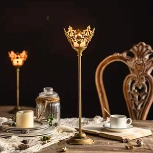 Candelabro Corona Pilar Oro/Latón Francés Provincial 49 cm - GRANDE - Imagen 1 de 5