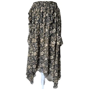 ULLA JOHNSON Floral Paisley TORRI Skirt Asymmetric Silk Ruffle Boho Whimsigoth 4 - Picture 1 of 10