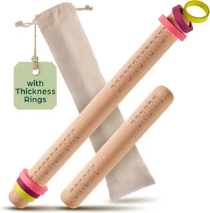 Precision Baking with Sustainable Rolling Pin Set - 2 Adjustable Pins with Rings - Picture 1 of 3
