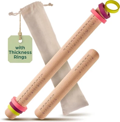 Precision Baking with Sustainable Rolling Pin Set - 2 Adjustable Pins with Rings - Image 1 of 3