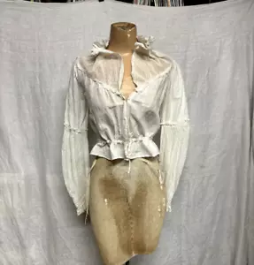 Antique Women's Victorian White Cotton Netted Summer Blouse As Found - Picture 1 of 7