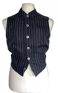 Chaleco Vintage Jean Paul Gaultier Para Hombre 50 Rayón Azul Marino Blanco Años 90 Rayas - Imagen 1 de 15