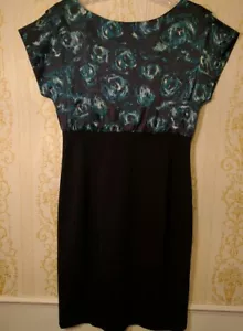 Ann Taylor Womens Dress Size 0 Straight Knee Length Black Green Floral Silk - Picture 1 of 7