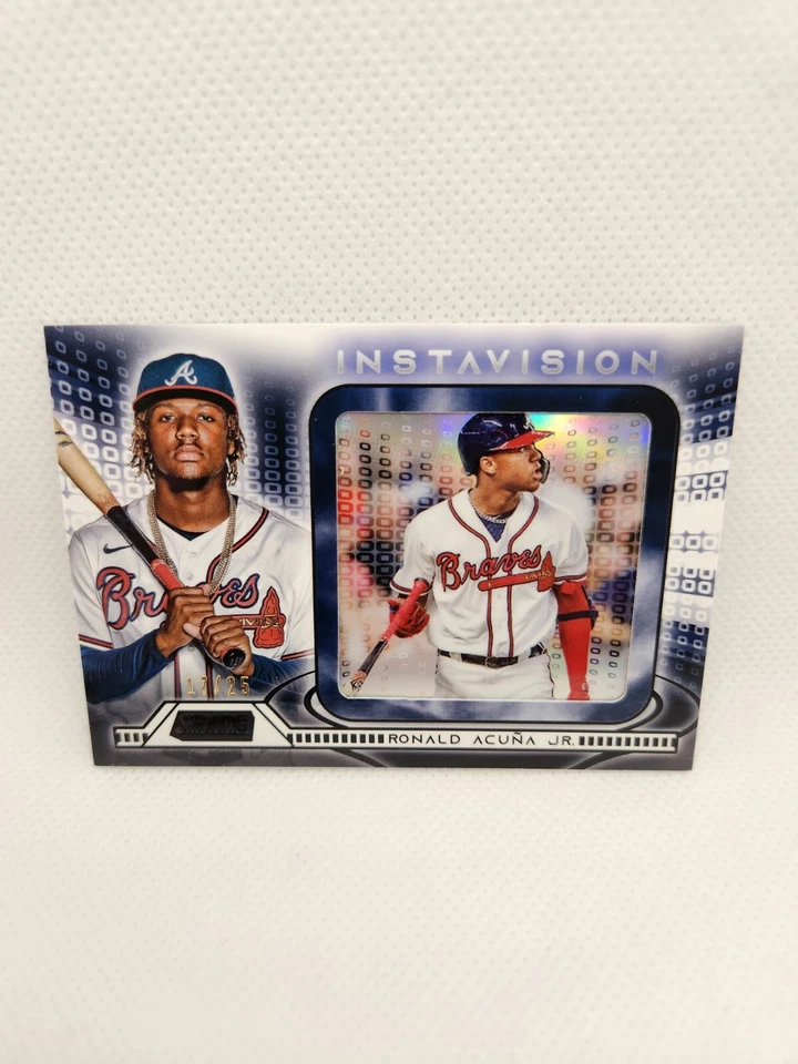 RARE 2021 Topps Stadium Club Ronald Acuna Jr Instavision Black #17/25 Braves - Image 1 of 3