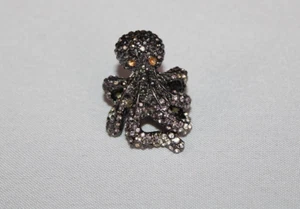 Fashion Jewelry Adjustable Ring OCTOPUS Black w/ Bling & Jewel Eyes - Picture 1 of 8
