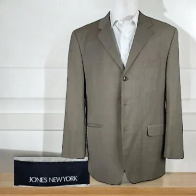 Jones New York Blazer Jacket Mens 44R Beige Check Foto 1 de 4