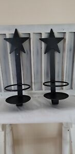 lot of 2 metal Star candle holders Prim./Country style Decorations.  Smoke free