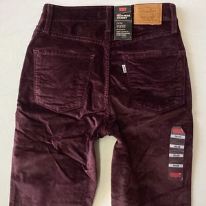 BNWT Ladies Levis 721 Skinny Burgundy Velvet Jeans W26 L28 Size 8 (414F) - Picture 1 of 13