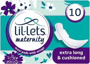 Lil-Lets Maternity Pads | 10 x Extra Long Maxi Thick Pads with Wings - Picture 1 of 7