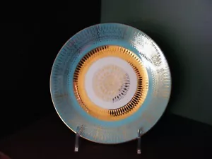 Plato decorativo Bareuther Bavaria Aqua Gold decoración estante hogar utilería - Imagen 1 de 5