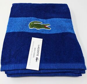 Lacoste Blue Bath Towel 30 x 52 inches 100% Cotton New with tags