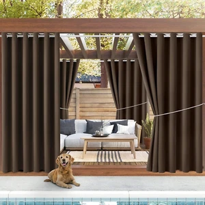 Water Proof outside Curtains with Grommet Top for Porch, Thermal Insulated Washa - Picture 1 of 10