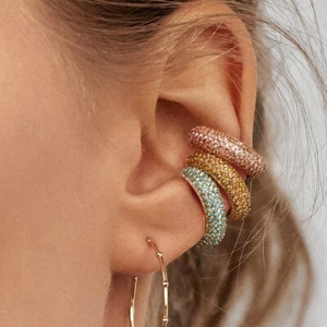 C Shaped Crystal Earrings Ear Cuff Ear Cuff Earrings Bohemia Cartilage Ear Ring↷ - Picture 1 of 17