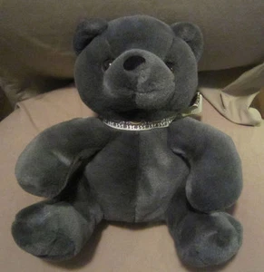 Kellytoy 10 1/2" plush gray bear with bow - Picture 1 of 2