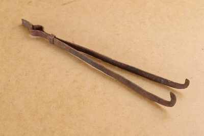 Old Antique Primitive Hand Wrought Fireplace Tongs Ember Fire Irons Early 20th. - Image 1 of 4