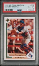 1991 Upper Deck Final Edition Ivan Rodriguez Rookie Baseball Card #55F PSA 8