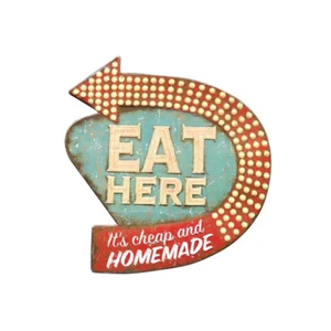 Eat Here Retro Hanging Sign Wall Art Kitchen Living Room Home Decor 16x15 Inch - Picture 1 of 10