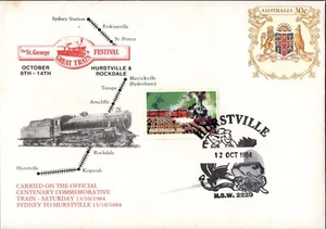 Australia Centenary Sydney To Hurstville Railway PSE 1984 cubierta conmemorativa - Imagen 1 de 2