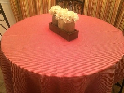 Dos manteles oblongos a rayas rojas doradas 85 x 82 pulgadas mantel comedor fiesta Foto 1 de 3