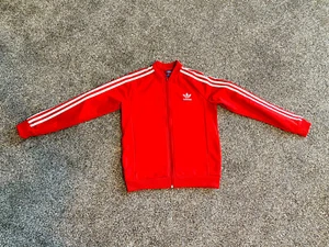 Youth Adidas Three Stripe Full Zip Up Jacket Red Boys Size 11-12Y Med - Picture 1 of 8