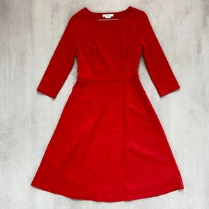 Boden Womens Dress Sz 10 Red Fit & Flare A-Line 3/4 Sleeve Irene Ponte RRP £90 - Picture 1 of 10