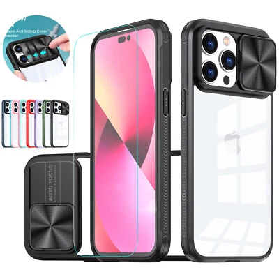 Funda/pantalla transparente de goma para cámara deslizable para iPhone 14 Pro Max 13 12 11 8 X Foto 1 de 4