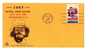 1967 Imperial Shrine Circus Envelope Masonic Stamp Club Washington DC AAFA - Picture 1 of 2