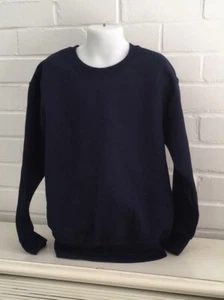 Kids Unisex Navy Blue Jerzee Long Sleeve Classic Pull Over Sweatshirt Youth Size - Picture 1 of 6