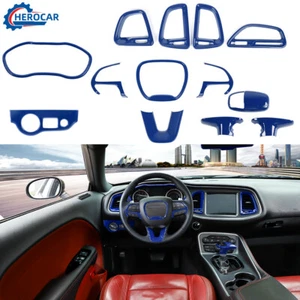 13pc Center Control Dashboard Decor Cover Trim Kit for Dodge Challenger 15+ Blue - Bild 1 von 7