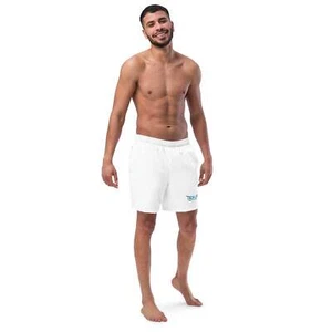 Aqua Explorer Swim Trunks - White, Quick-Drying, UPF 50+, Recycled Polyester - Picture 1 of 16