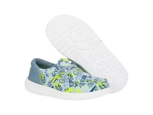 Hey Dude Wally Funk Kids US 13 Blue Graffiti Mix Comfort Cacual Shoes KHD1351 - Picture 1 of 10
