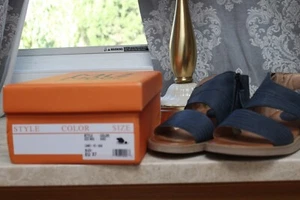 Miz Mooz - Wide Width Leather Sandals - Cece - River - EU 37W  US 7W - Picture 1 of 10