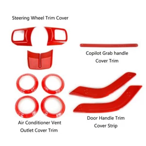 Red Full Interior Accessories Steering Wheel Trim For Jeep Wrangler JK 11-17 2Dr - Picture 1 of 9