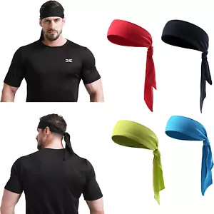 Head Tie Hair Back Band Sports Headband Men Women Ninja Bandana Wrap Sweatband - Picture 1 of 12