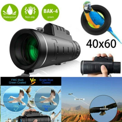 Monocular 40X60 HD Optical Hunting Camping Hiking Telescope Day Night Vision - Image 1 of 4