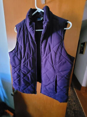 Ladies Large Purple Diamond Sew SJB Active Zipper Vest Casual Fall  - Image 1 of 4