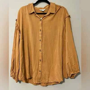 Cato womens size 18/20W casual long sleeve button down mustard color shirt nwt - Picture 1 of 11